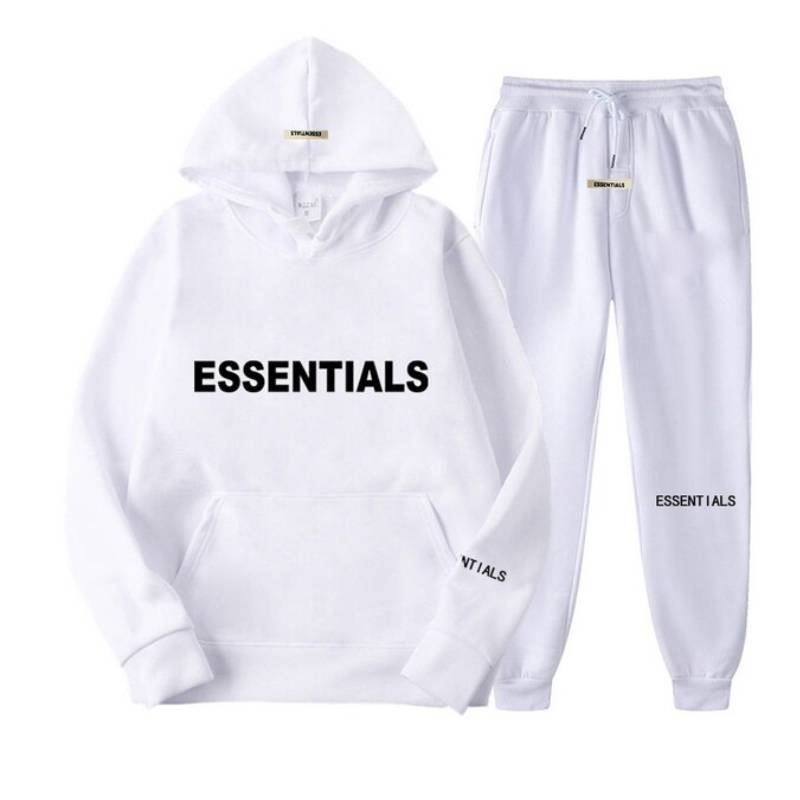 Essential Tracksuit in Beige White Essential Tracksuit in Beige White